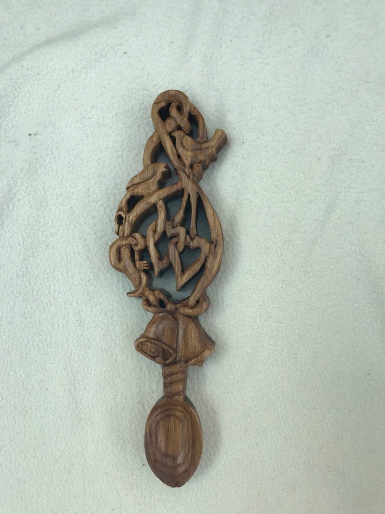 hand-carved, welsh love spoon, love spoon, wedding love spoon