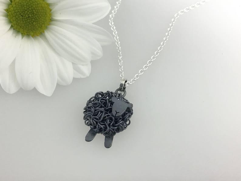 silver necklace, black sheep, sterling silver necklace, made in wales, etsy handmade