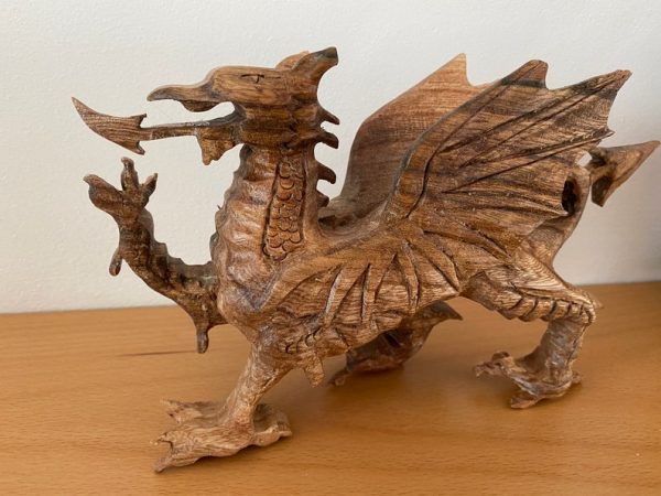 welsh dragon, welsh red dragon, hand-carved